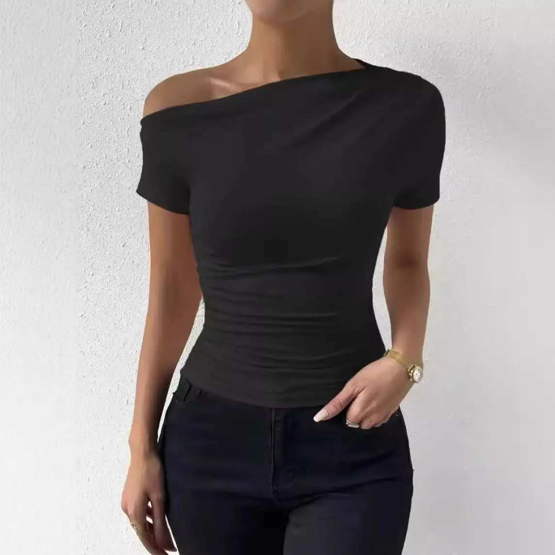 Off-Shoulder Pleated Top