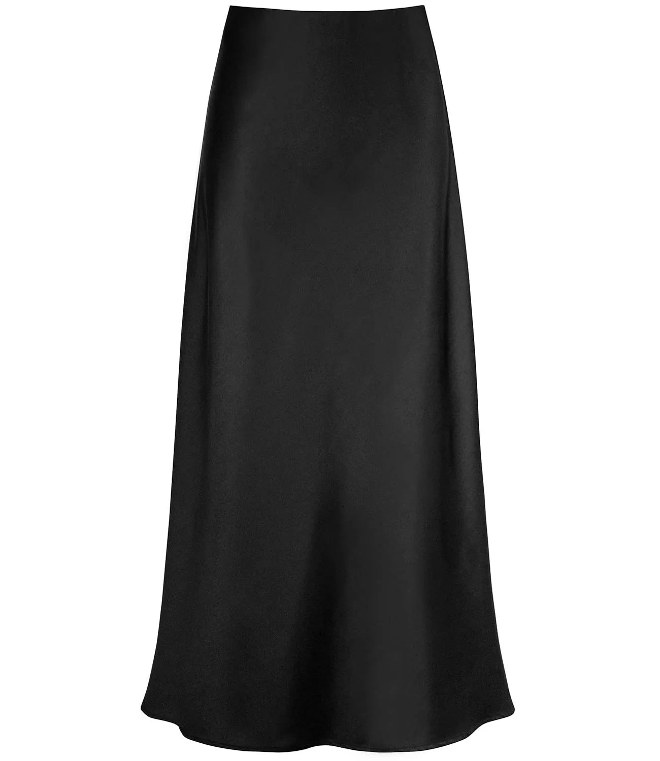 2025 Elegant Faux Silk Satin Skirts for Women High Waist A-line Office Lady  Solid Color Glossy Finish Fishtail Skirt