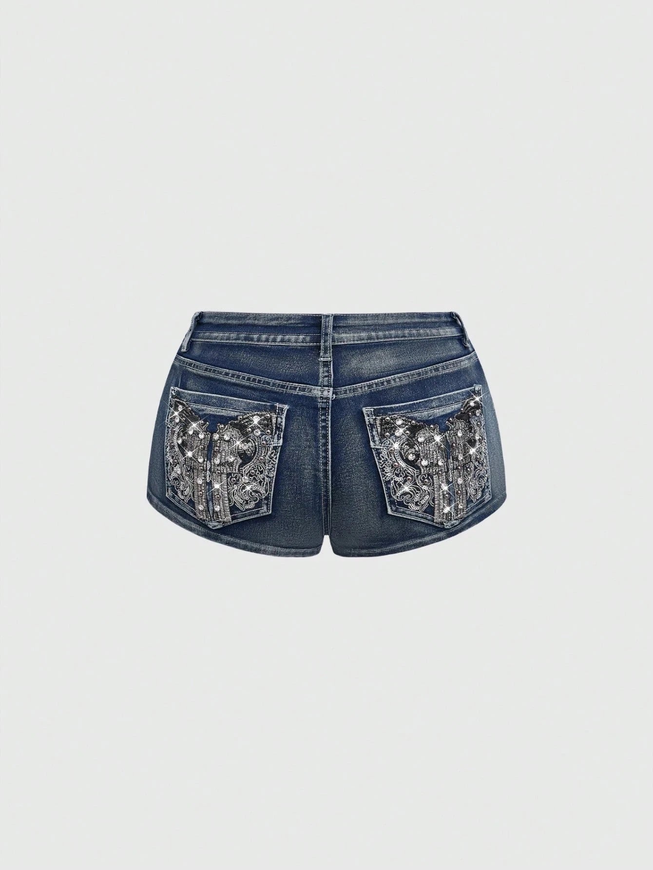 Low Rise Distressed Denim Shorts Female Jeans Womens Jeans Shorts Vintage Y2K Punk Style Embroidered Hot Pants