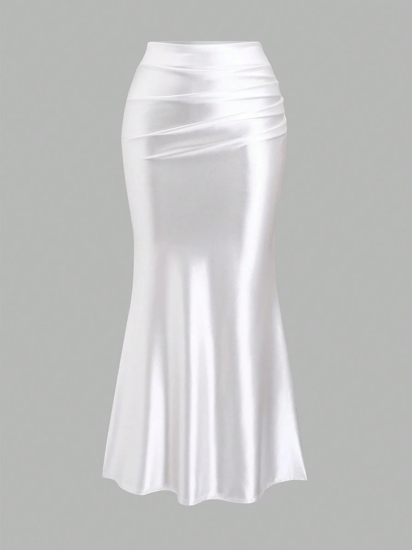 White Pleated Fishtail Skirt